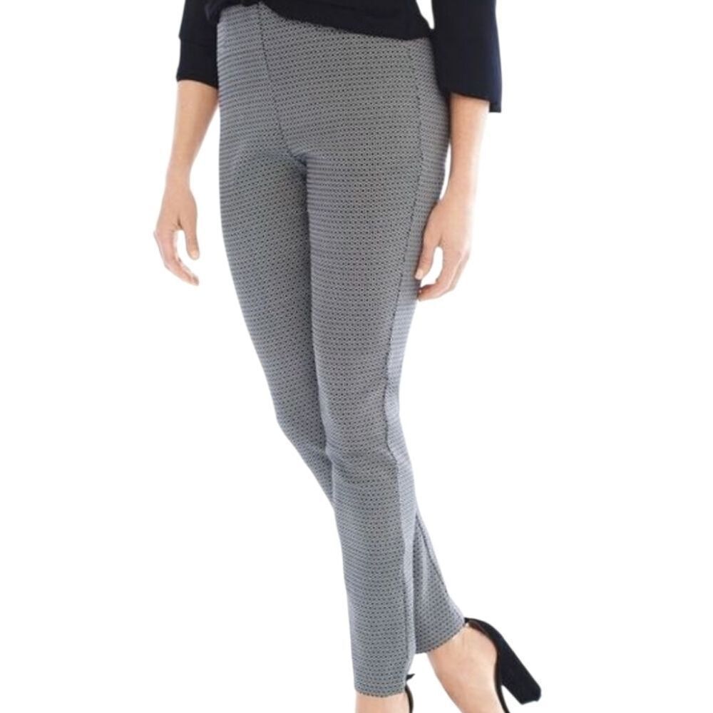 Chico's So Slimming Brigitte Black & White Textured Trapezoid Ankle Pants